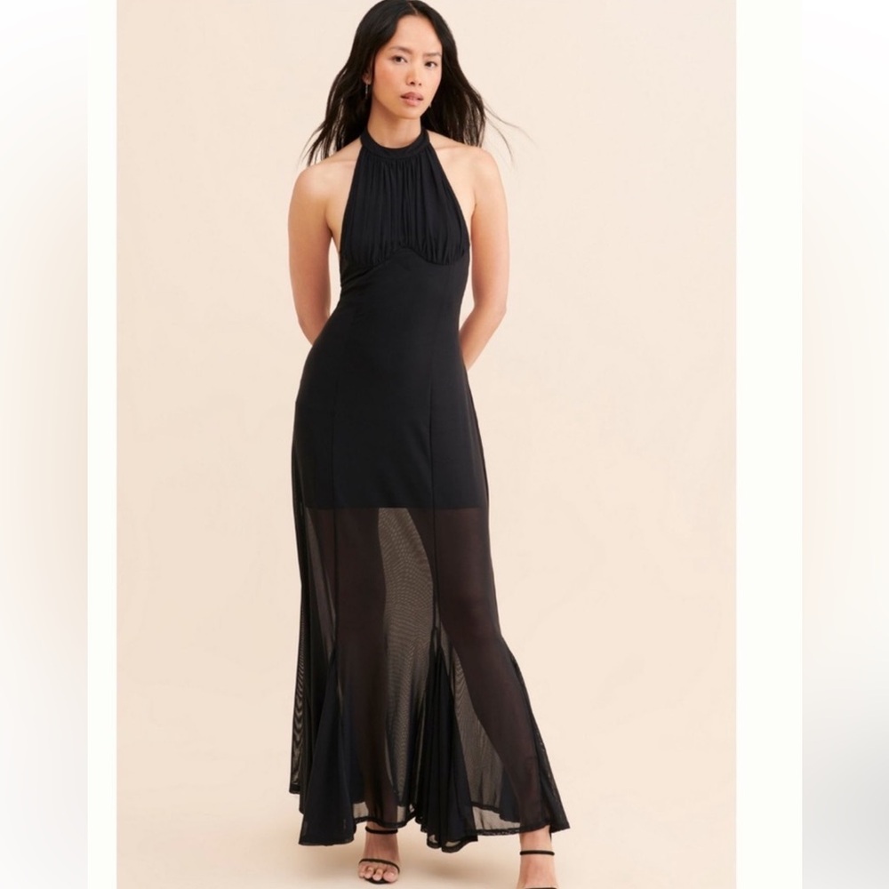 Anthropologie Black Sheer Maxi Dress